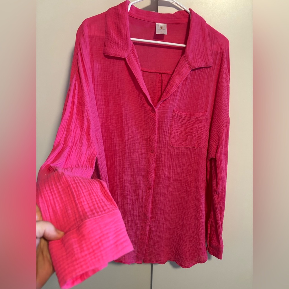 Shade & Shore Fuchsia Button-Down Shirt